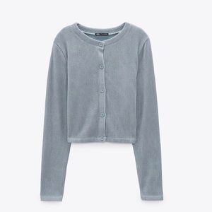 Zara Ribbed Blue/Gray Cardigan